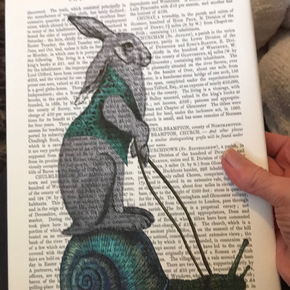 Whimsical Rabbit & Snail Art Print in Green and Black - Unbranded - Picture 5 of 5